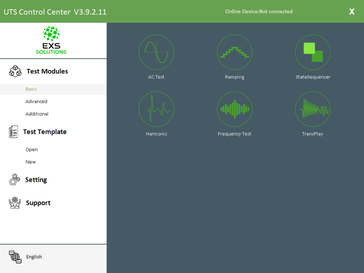 UTS Control Center — Interface do software